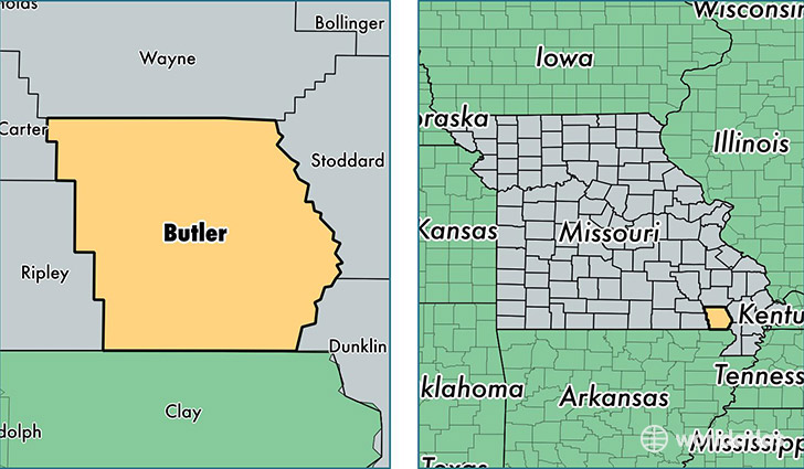 location of Butler county on a map