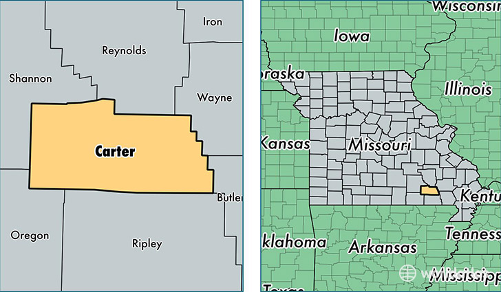 location of Carter county on a map