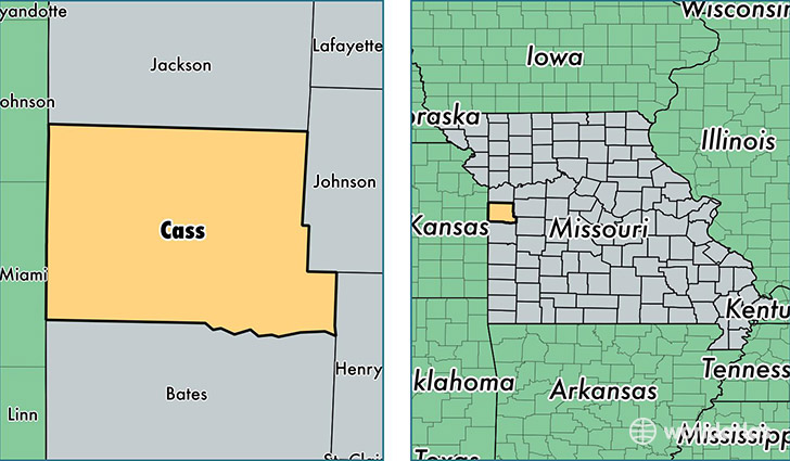 location of Cass county on a map