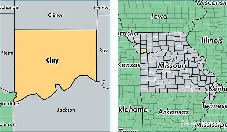 location of Clay county on a map