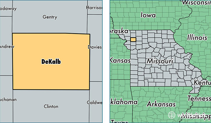 location of DeKalb county on a map