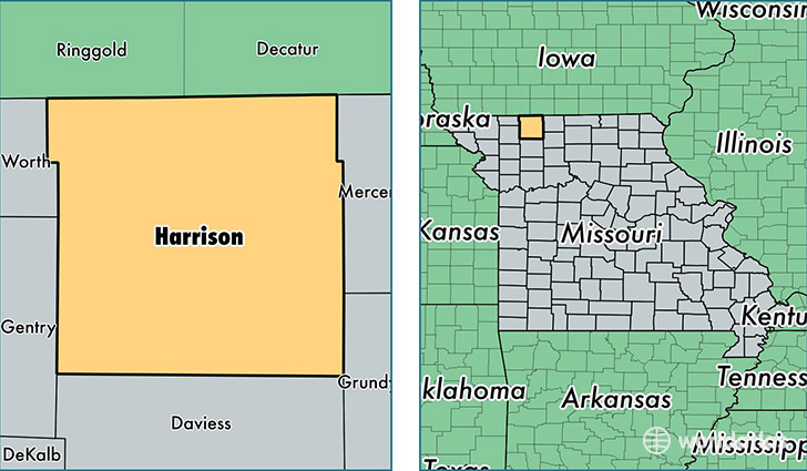 location of Harrison county on a map
