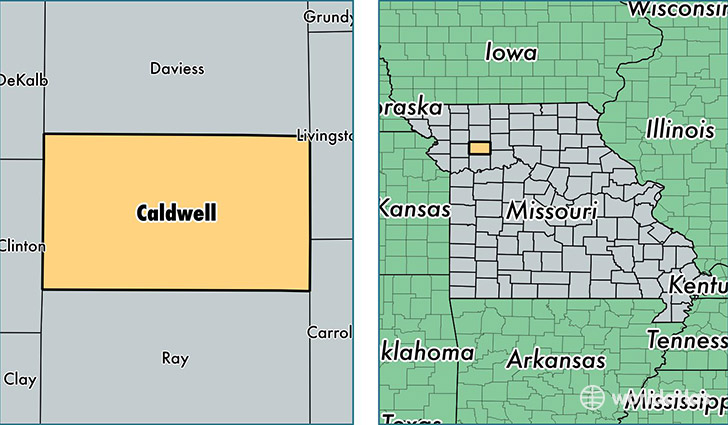 location of Caldwell county on a map