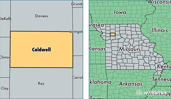 location of Caldwell county on a map