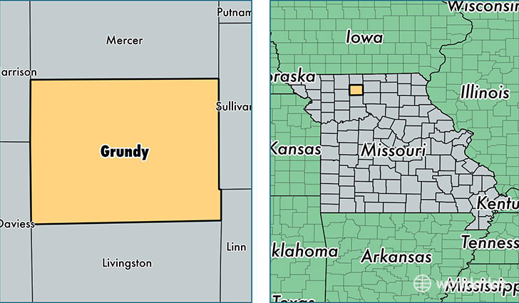 location of Grundy county on a map