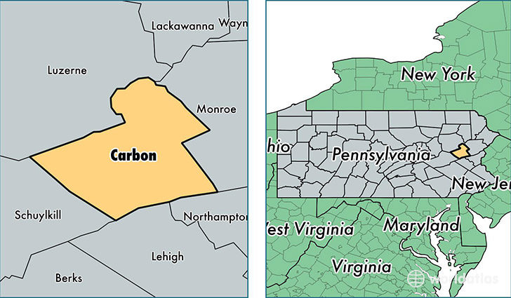location of Carbon county on a map