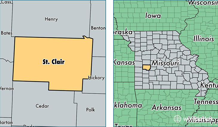 location of Saint Clair county on a map