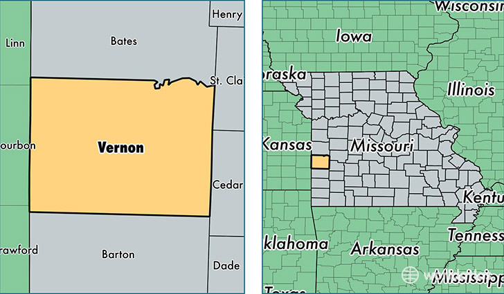 location of Vernon county on a map