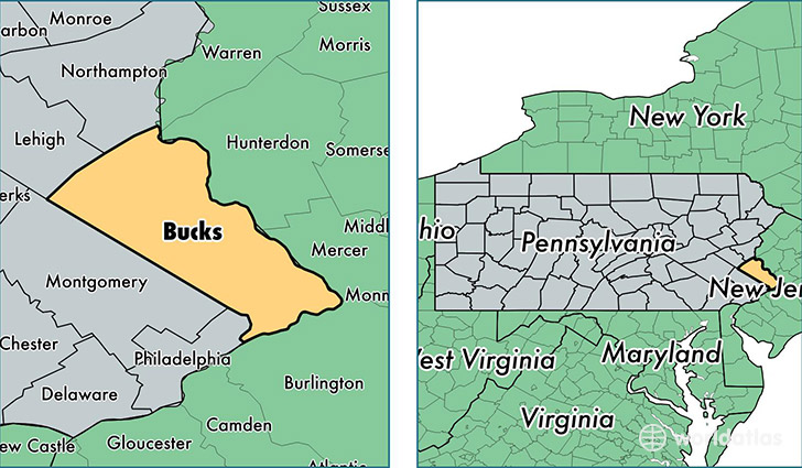 location of Bucks county on a map