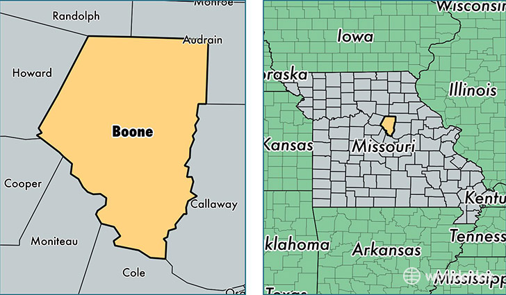 location of Boone county on a map