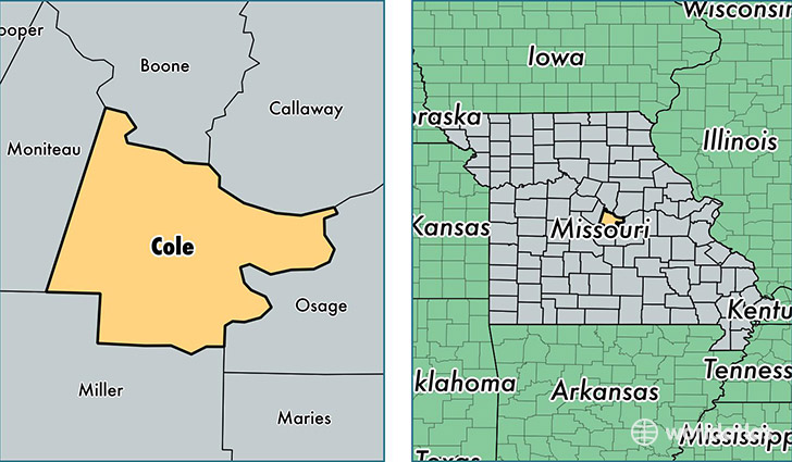 location of Cole county on a map