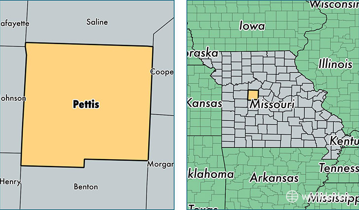 location of Pettis county on a map
