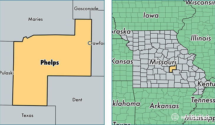 location of Phelps county on a map