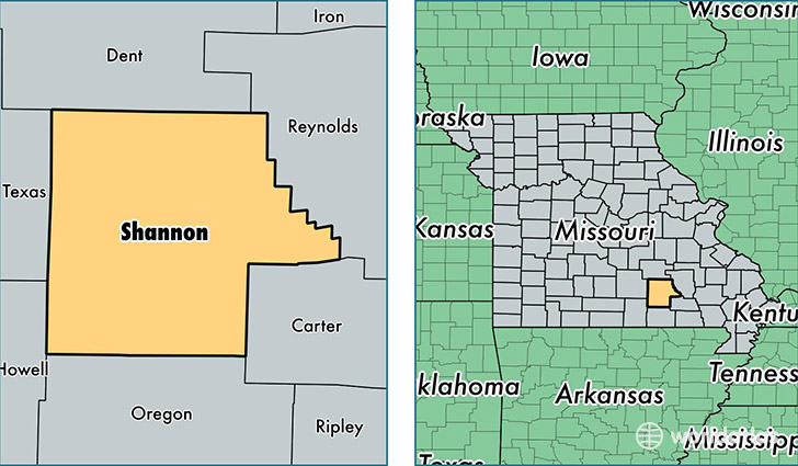 location of Shannon county on a map