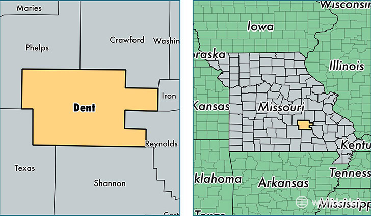 location of Dent county on a map