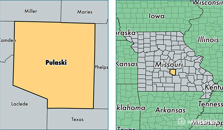 location of Pulaski county on a map