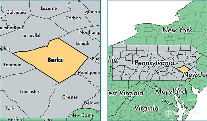 location of Berks county on a map