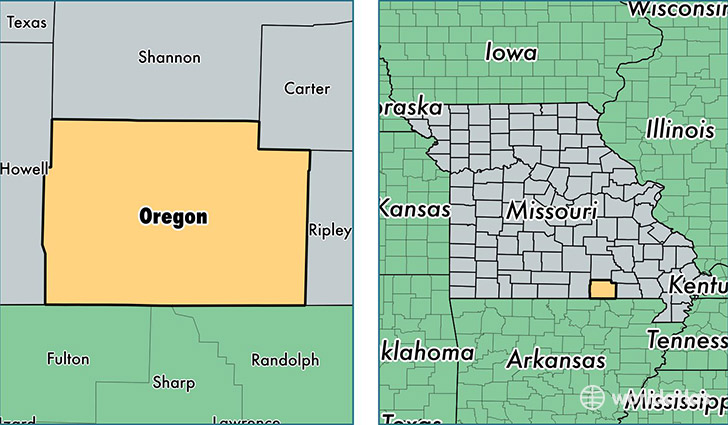 location of Oregon county on a map