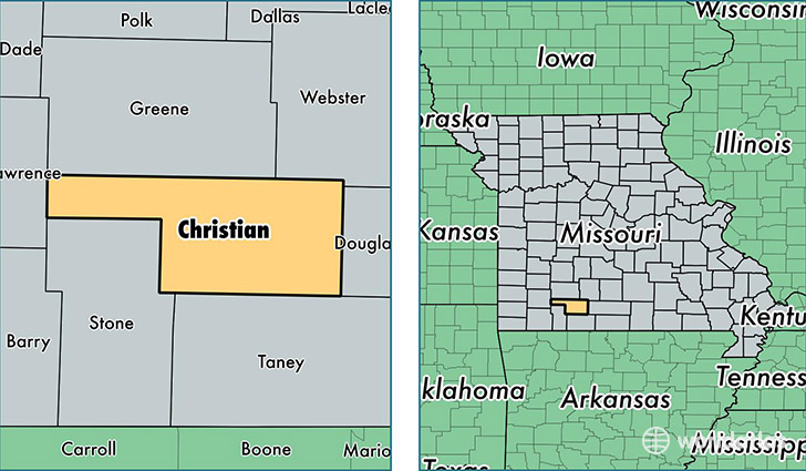 location of Christian county on a map