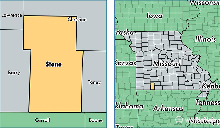location of Stone county on a map