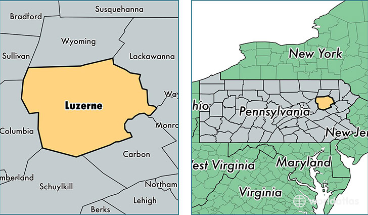 location of Luzerne county on a map