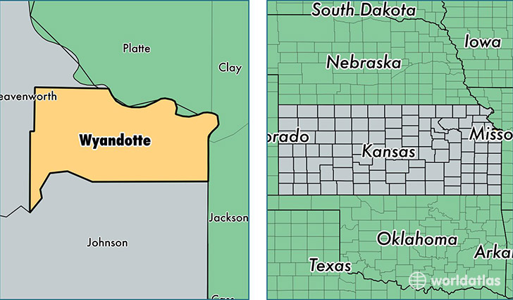location of Wyandotte county on a map