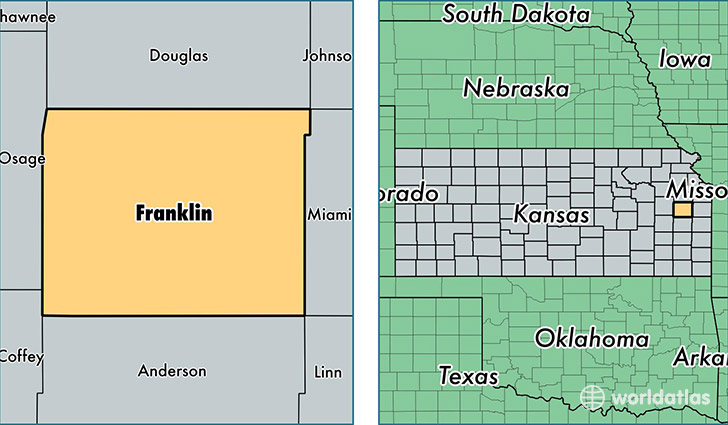 location of Franklin county on a map