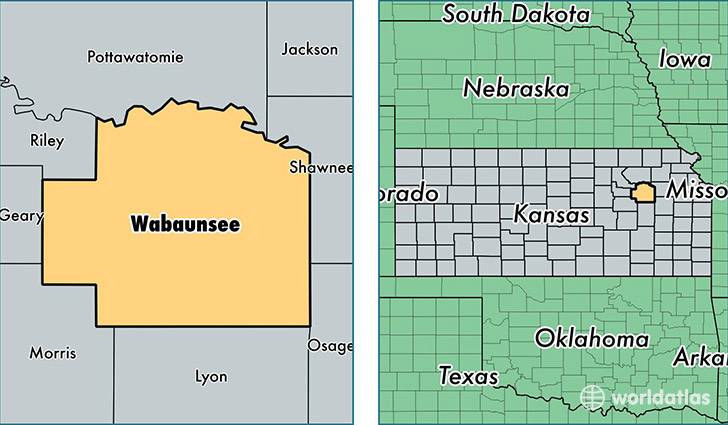 location of Wabaunsee county on a map