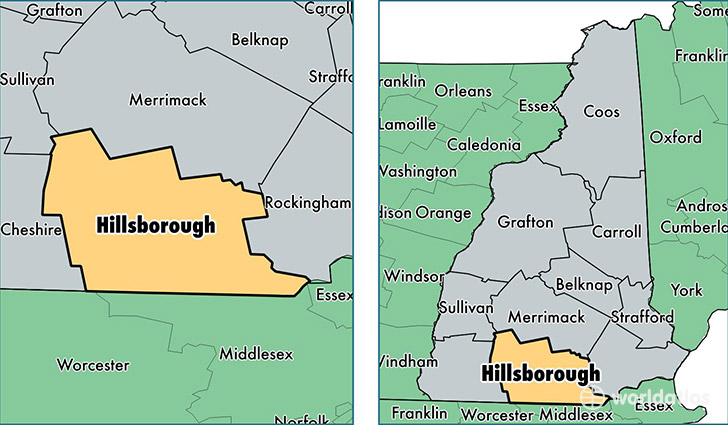 location of Hillsborough county on a map