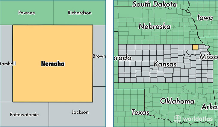 location of Nemaha county on a map