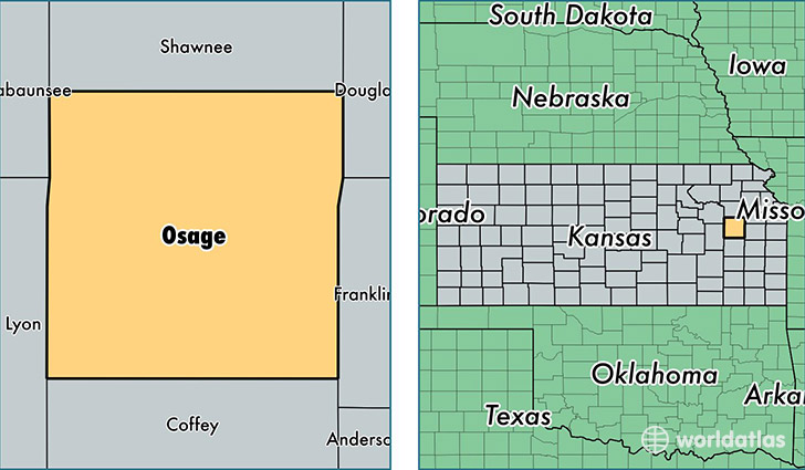 location of Osage county on a map