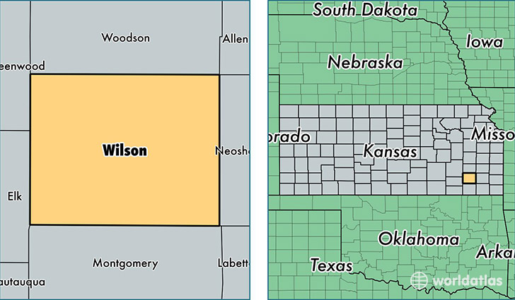 location of Wilson county on a map