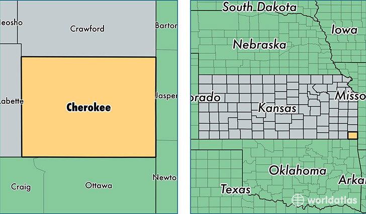 location of Cherokee county on a map