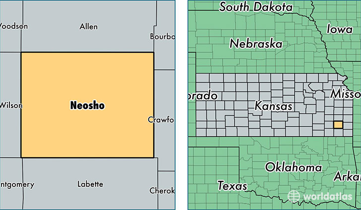 location of Neosho county on a map