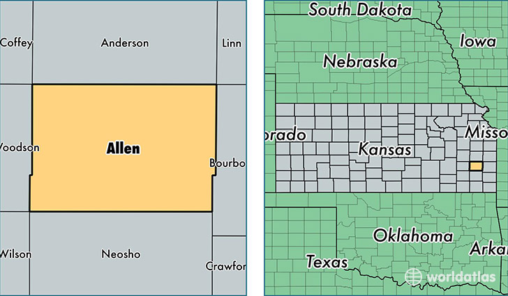 location of Allen county on a map