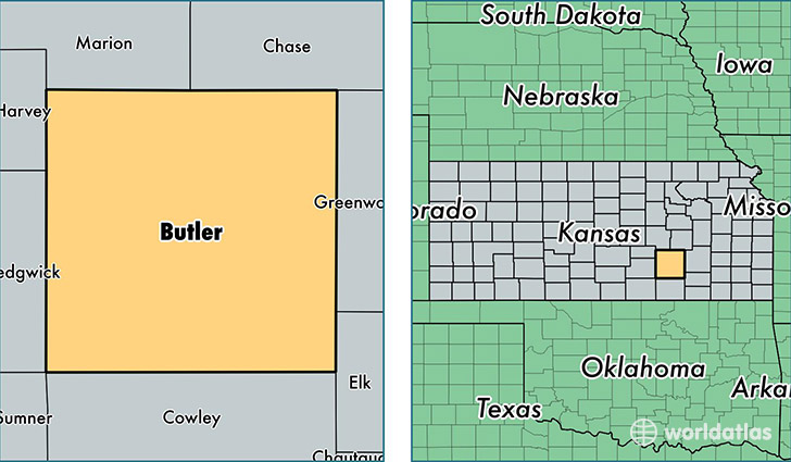 location of Butler county on a map