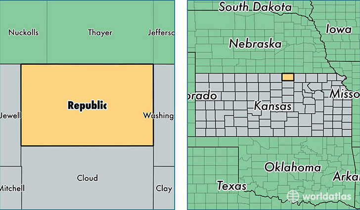 location of Republic county on a map