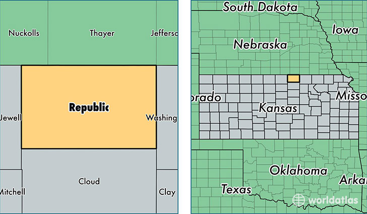 location of Republic county on a map