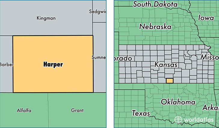 location of Harper county on a map