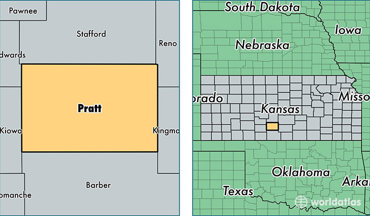 location of Pratt county on a map