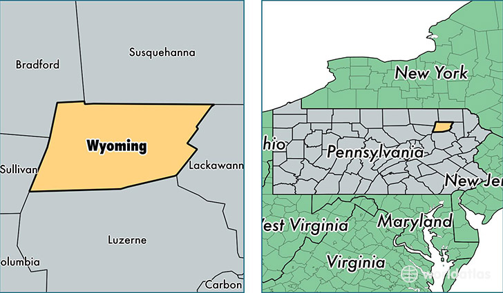 location of Wyoming county on a map