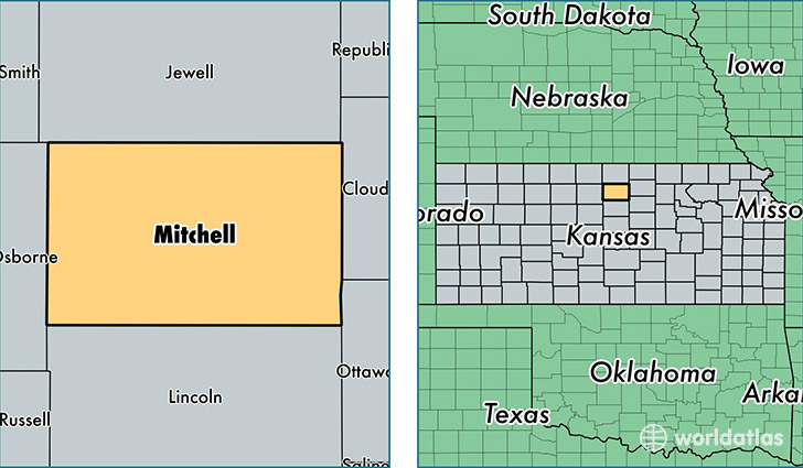 location of Mitchell county on a map