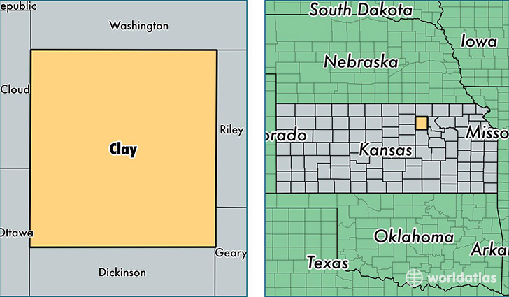 location of Clay county on a map