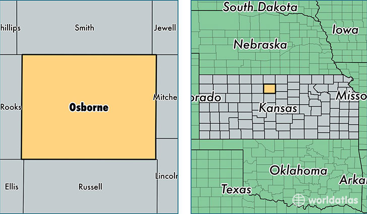 location of Osborne county on a map
