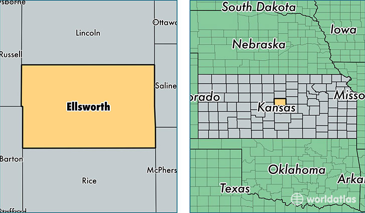 location of Ellsworth county on a map