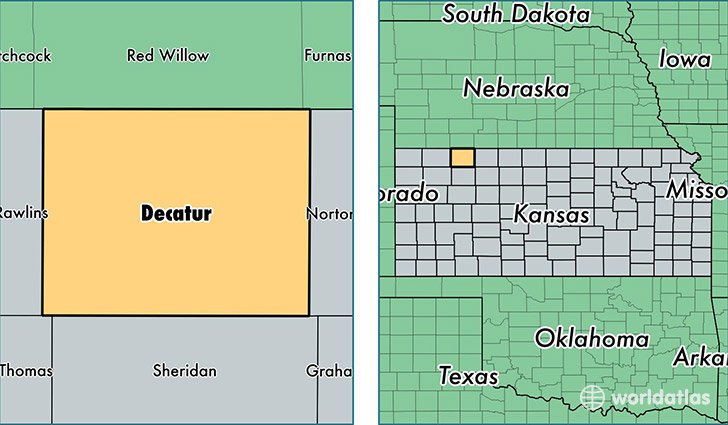 location of Decatur county on a map