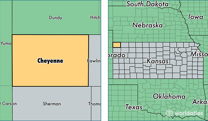 location of Cheyenne county on a map