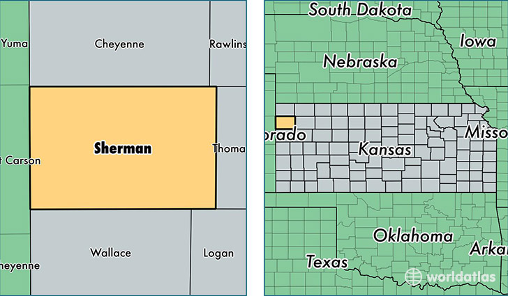 location of Sherman county on a map