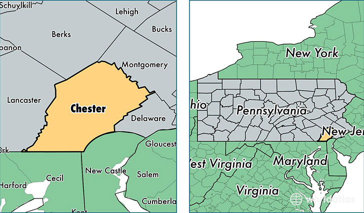 location of Chester county on a map