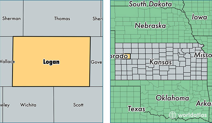 location of Logan county on a map